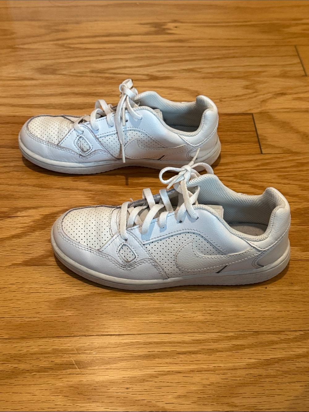 Nike Youth / Kid’s Son of Force Triple White Lace Up Leather and Rubber Sneakers